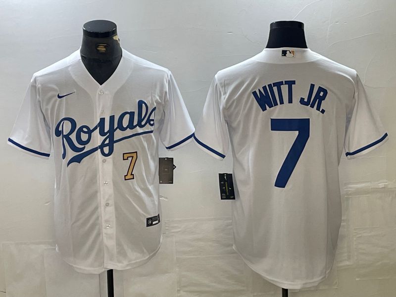 Men Kansas City Royals 7 Witt jr White 2024 Nike Game MLB Jersey style 2